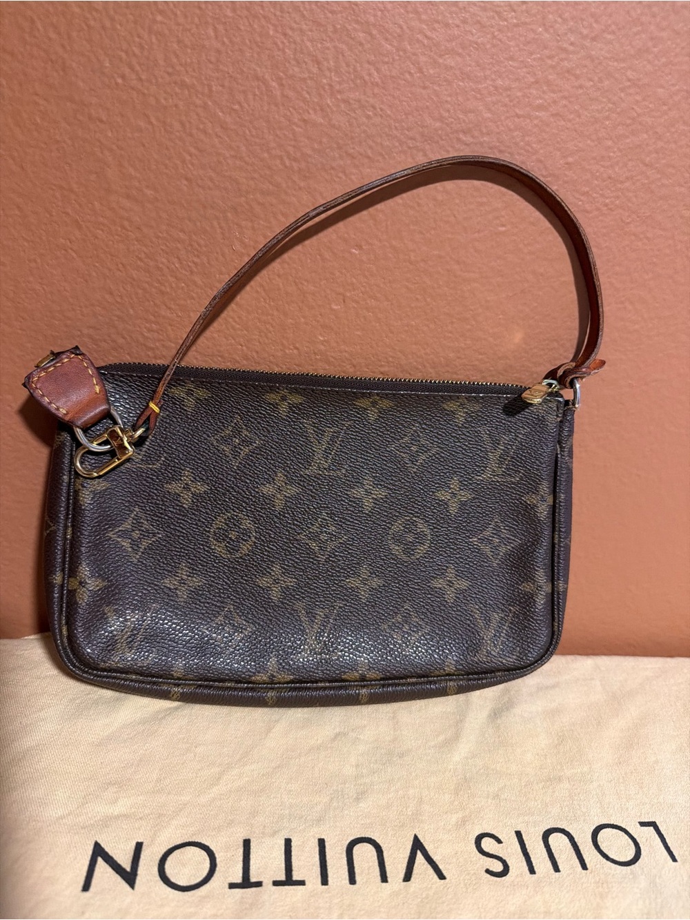 Louis Vuitton Monogram Canvas Mini Pochette in Brown and Gold